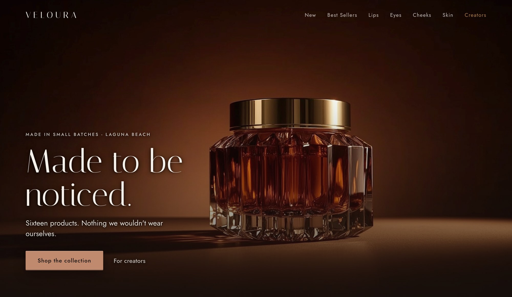 Veloura - the home page of the example cosmetics catalog site
